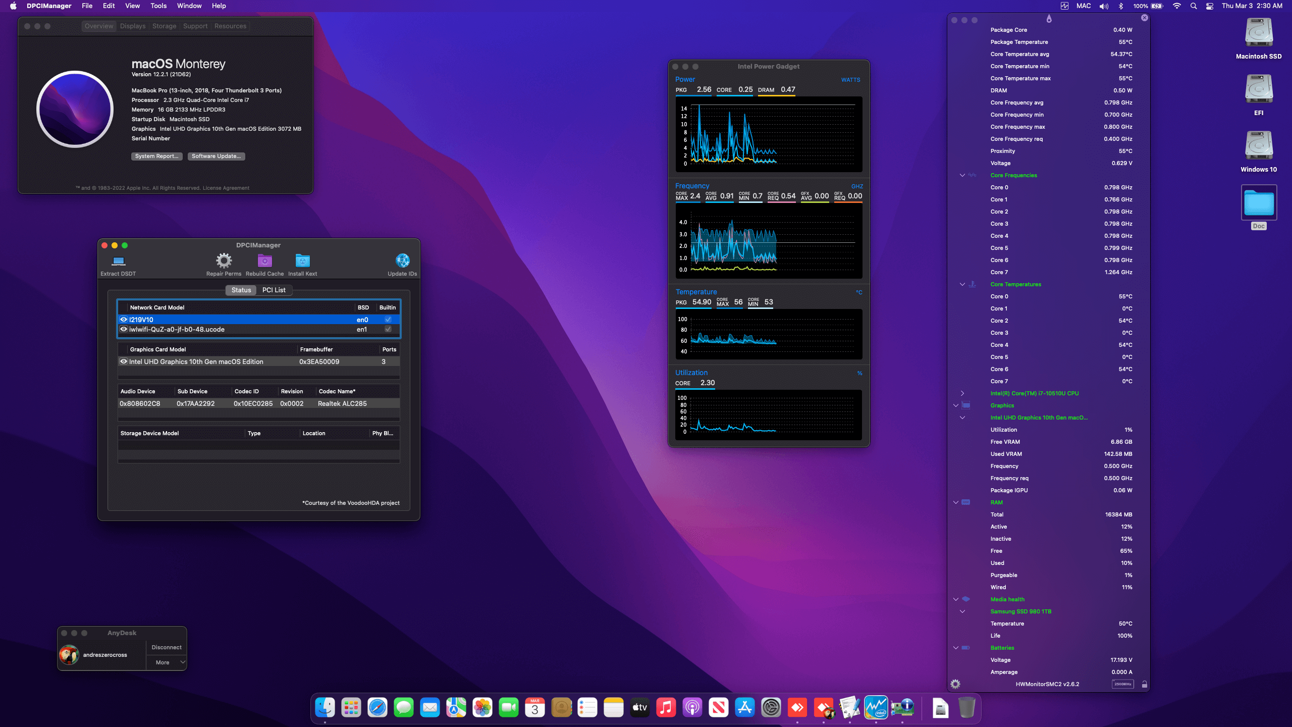 Success Hackintosh macOS Monterey 12.2.1 Build 21D62 in Lenovo Thinkpad X1 Yoga 4Th Gen